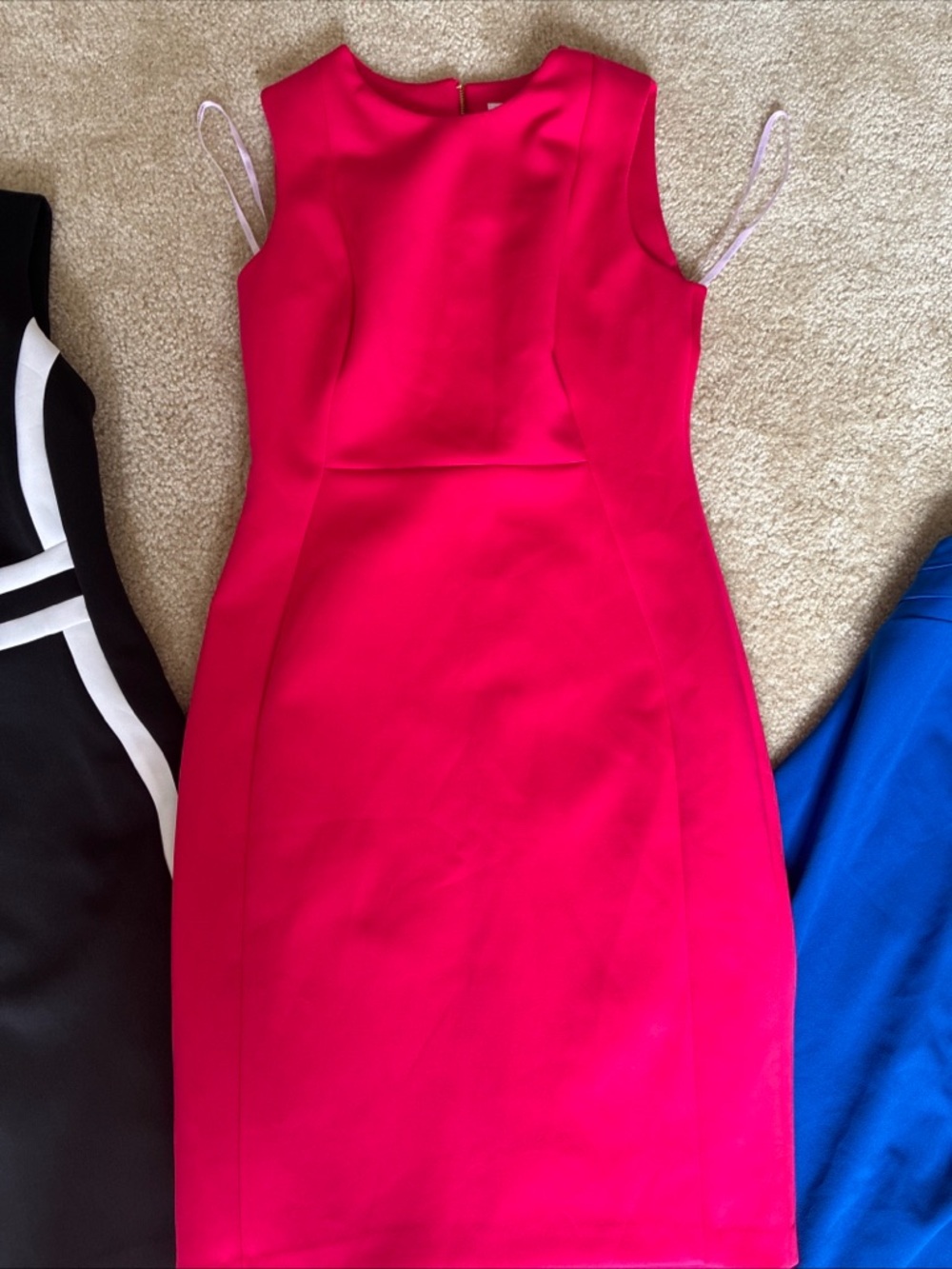 Calvin Klein Sleeveless Hot Pink Sheath Dress size10 women gold zipper - Picture 2 of 5